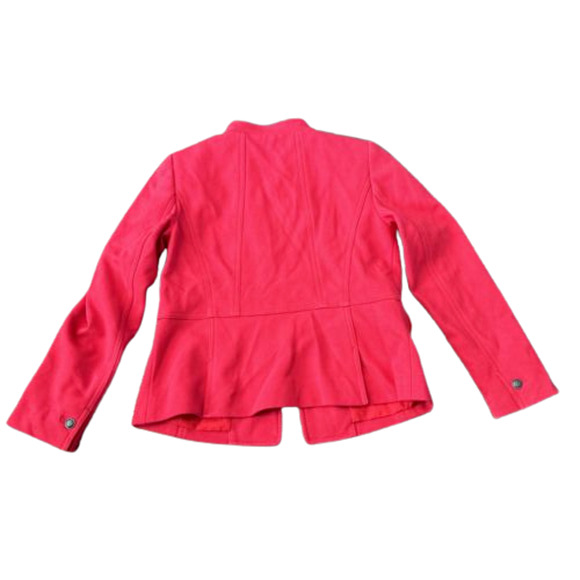 Talbots Womens Size 2 Petite Red Knit Twill Military Band Jacket Blazer Buttons - Picture 2 of 8
